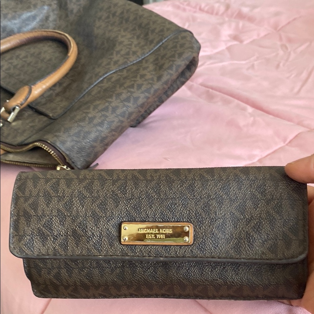 Michael Kors Brown Wallet with Textured Finish